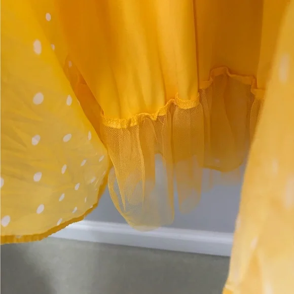 Venus Yellow Polka Dot Pinup Girl Halter Fit & Flare Dress - Picture 4 of 7
